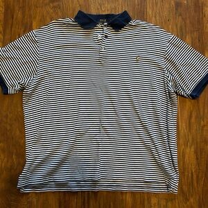 Polo by Ralph Lauren Men's Navy and White Striped Polo Shirt